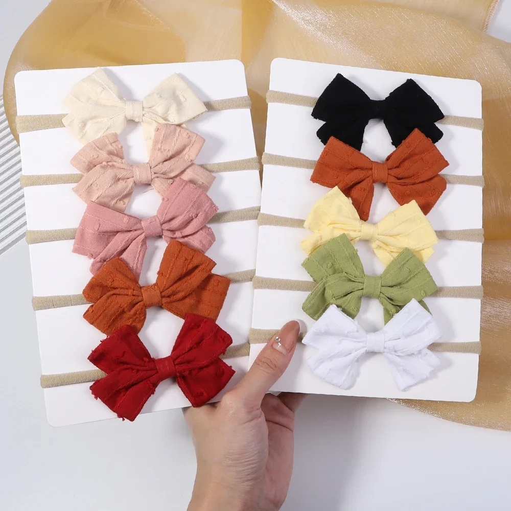 3/4/6Pcs/Set Solid Color Headwear Elastic Hair Bands For Baby Girls Grograin Ribbon Bowknot Headband Infant Kid Hair Accessories