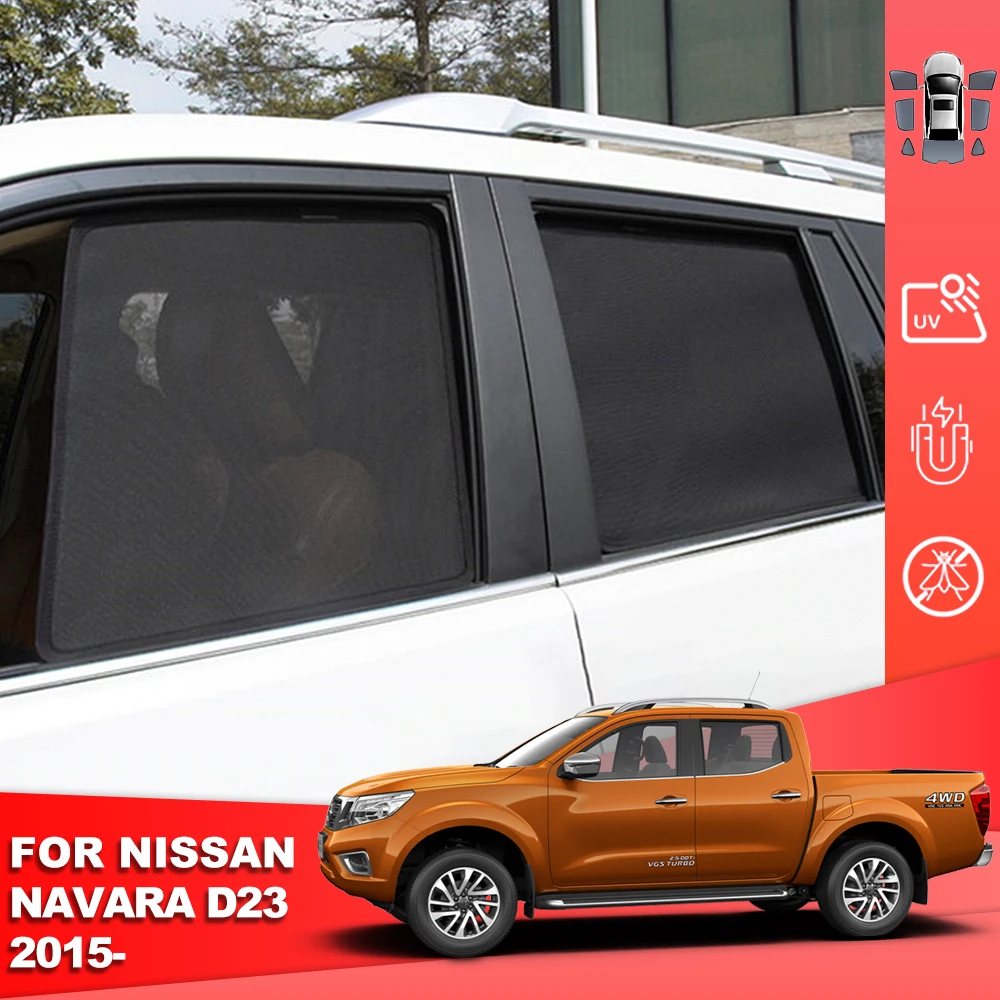 

For Nissan Navara D23 NP300 2015-2024 Magnetic Car Sunshade Front Windshield Curtain Rear Side Baby Window Sun Shade Visor