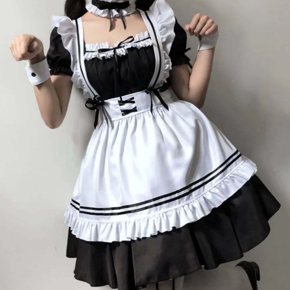 Cute Lolita Maid Costumes Girls Women Lovely Maid Cosplay Costume Animation Show Japan Outfit Dress 4xl Plus Size Lolita Black