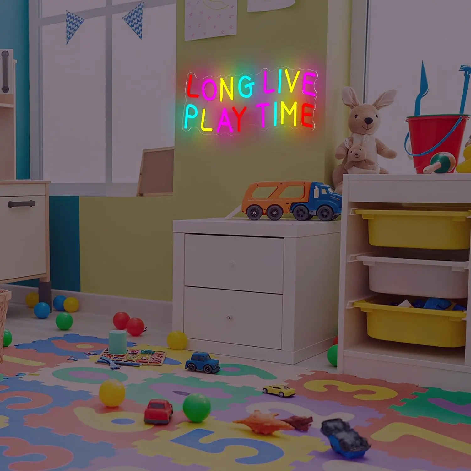 Long Live Play Time Neon Sign USB Dimmable LED Neon Light for Kids Playroom Bedroom Nursery Game Room Wall Art Decoration Gifts
