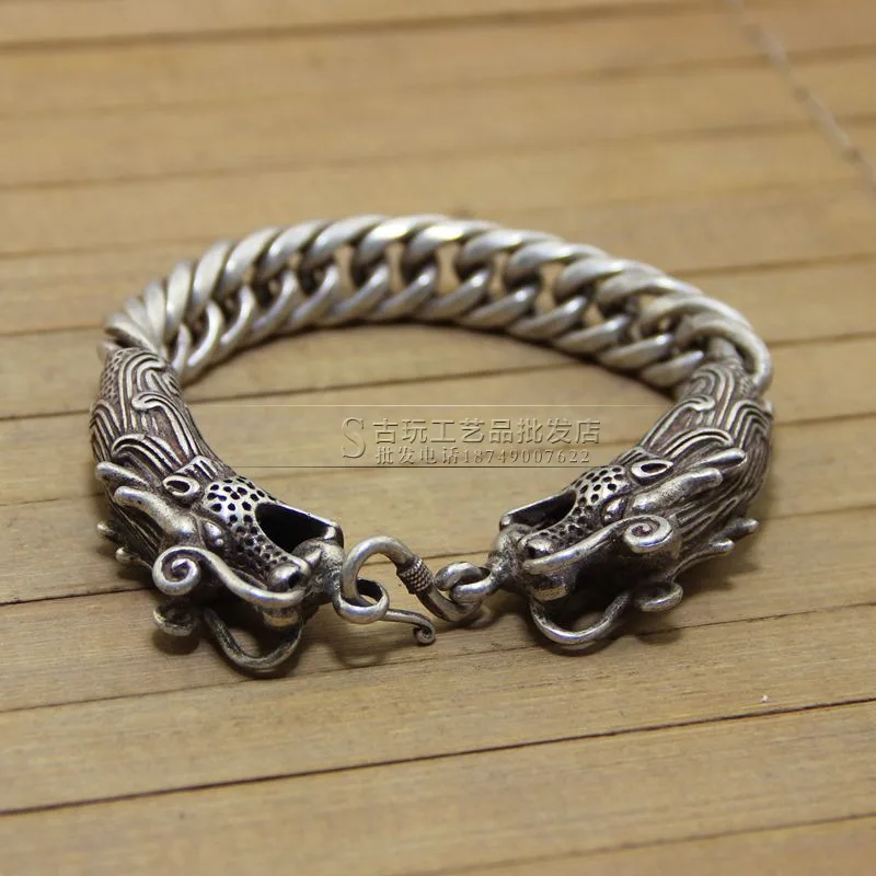 Vintage Antique CraftsDecoration White Seedling Silver Playing Beads Bracelet