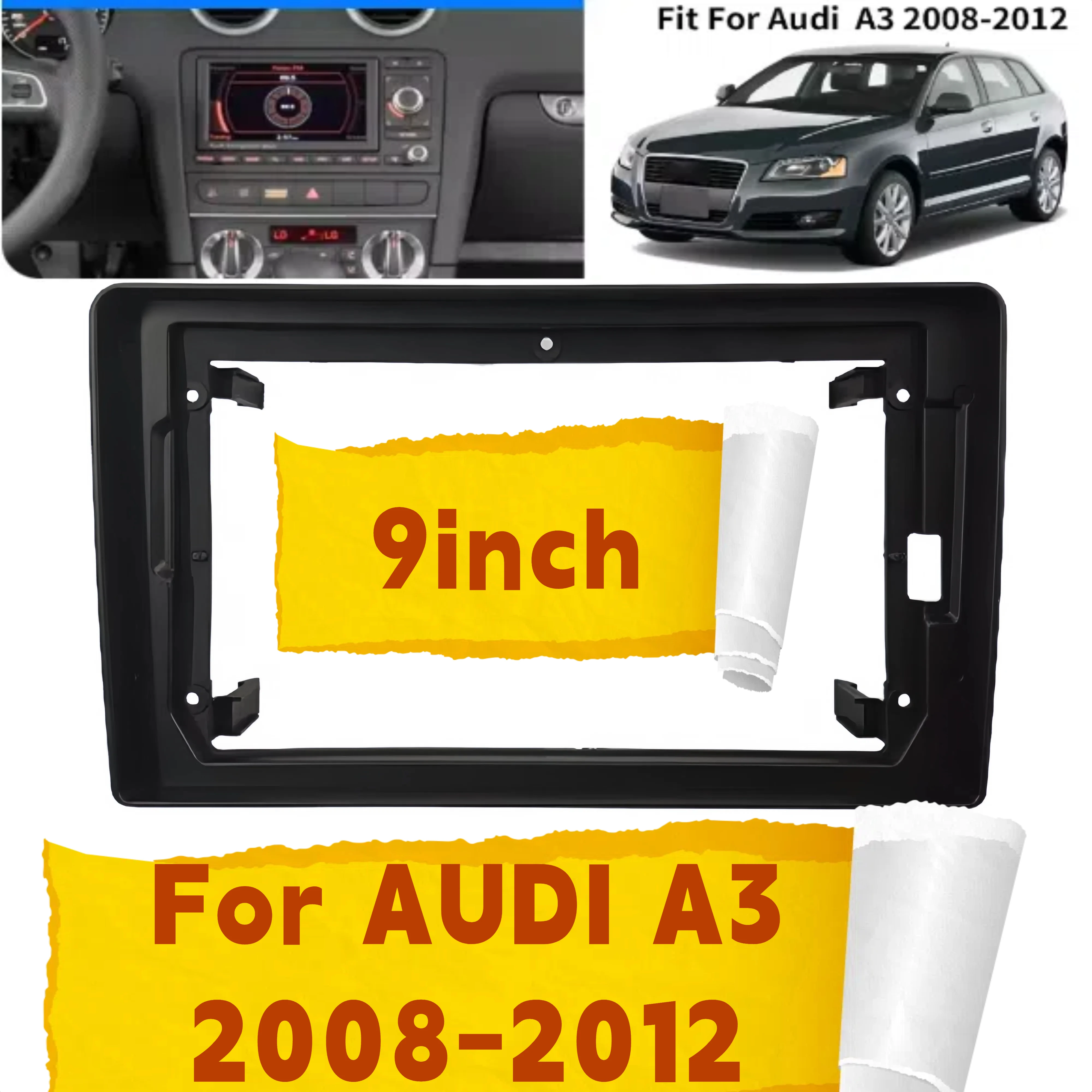 

2 Din автомобильный радиоплеер Android MP4 5 рамка аудио адаптер комплекты отделки приборной панели лицевая панель 9 дюймов для AUDI A3 2008-2012