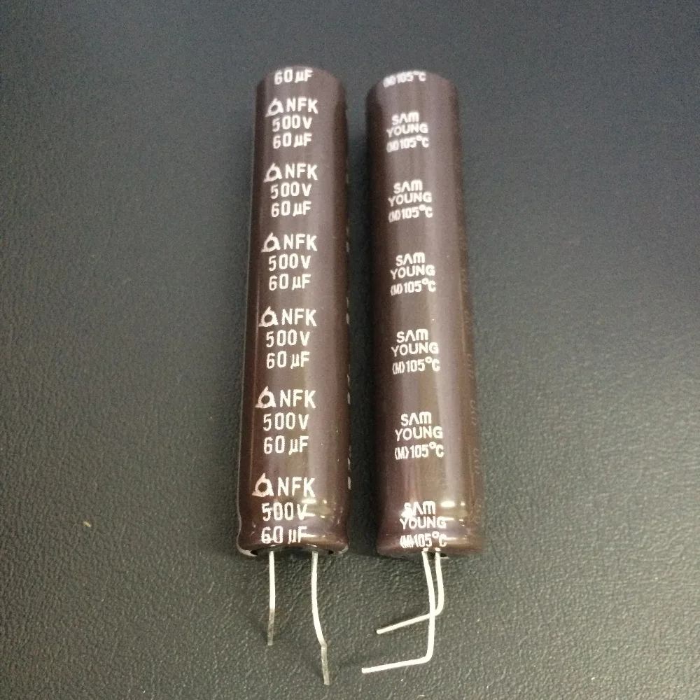 5pcs 60uF 500V SAMYOUNG NFK series 12.5x60mm 500V60uF Aluminum Electrolytic Capacitors