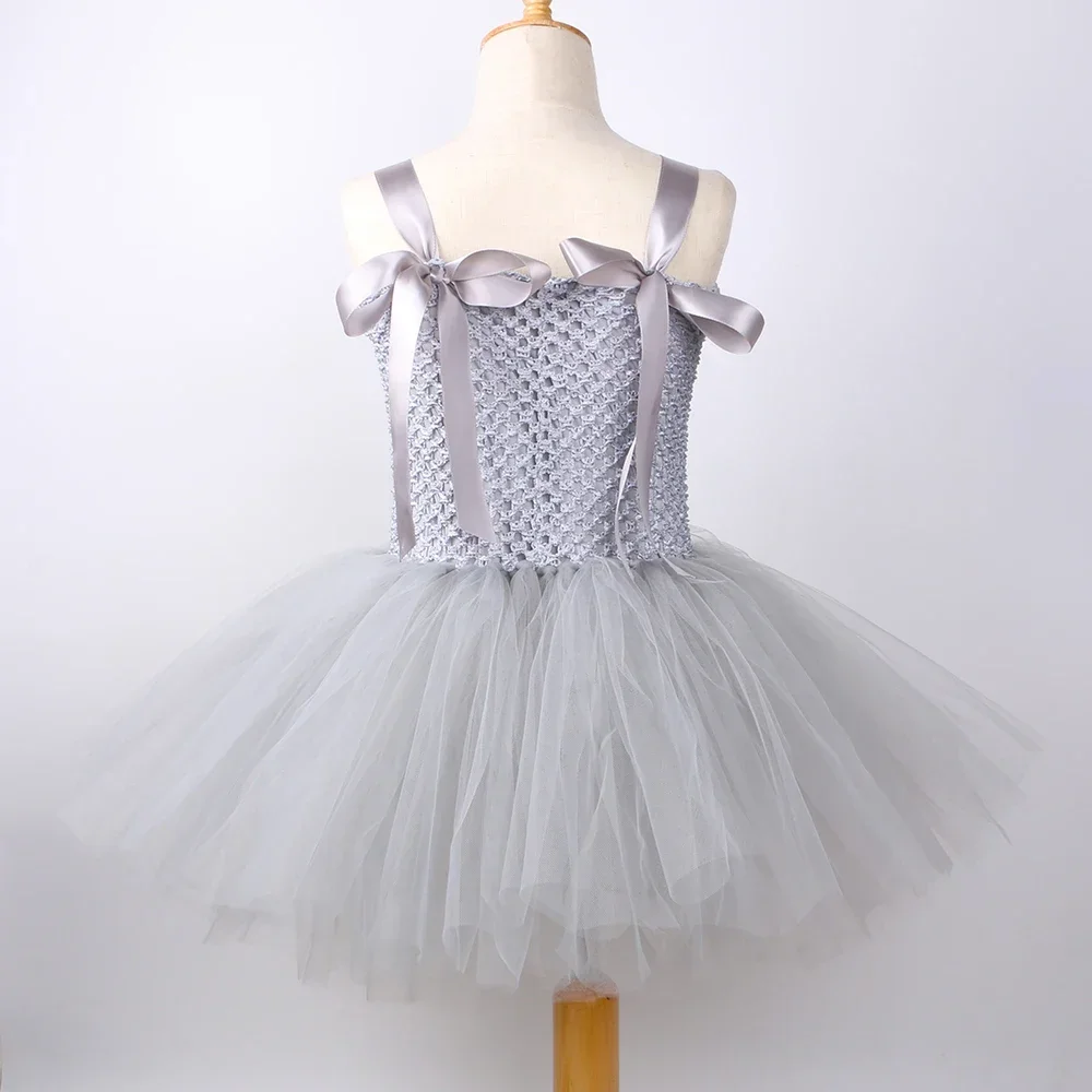 Grey Bunny Costume Kids Easter Cute Rabbit Tutu Dress Outfit Toddler Girls Halloween Holiday Birthday Party Tulle Princess Dress