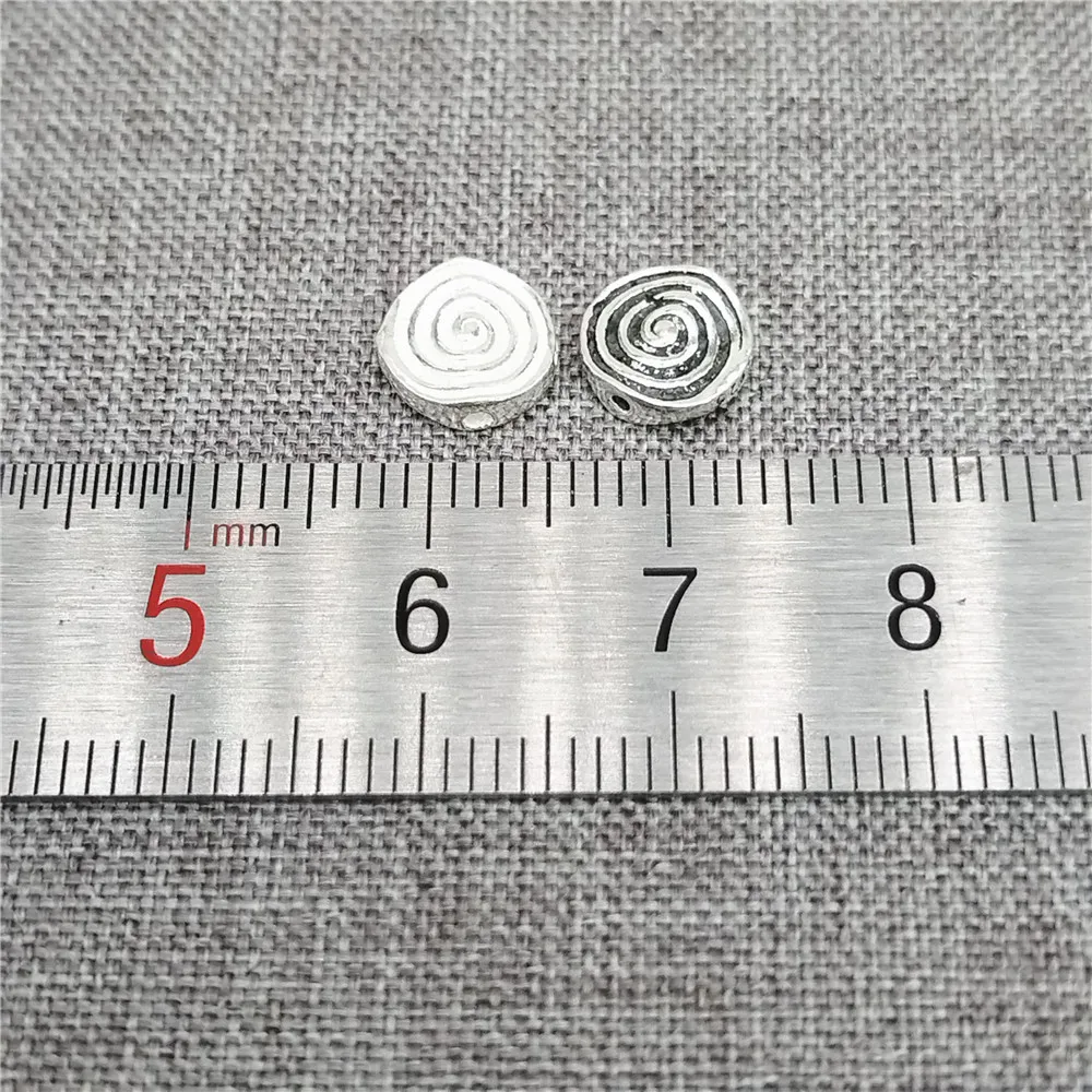 2 Pieces of 925 Sterling Silver Nautilus Beads 2-Sided Spiral Swirl Coin Spacer for Necklace Bracelet