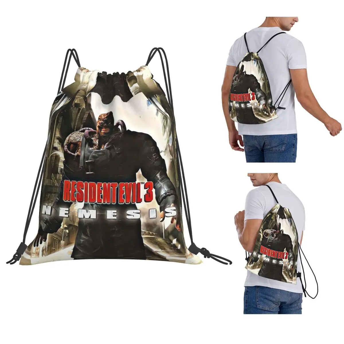 Resident Evils 3 Nemesis V1 Backpacks Portable Drawstring Bags Sports Bag Book Bags for Travel School