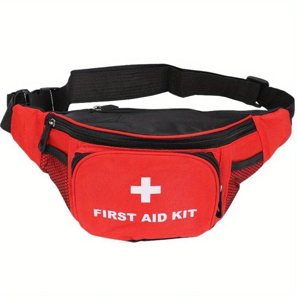 

First Aid Fanny Pack Medical Storage Red Travel Rescue Waist Bag Empty Pouch Compact Survival Medicine Pocket Container