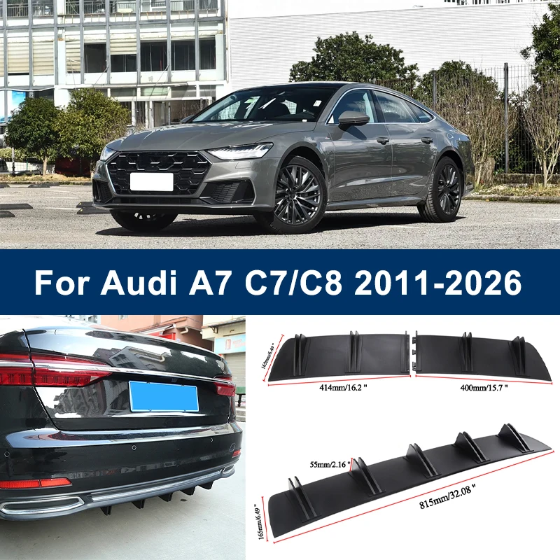 

2-Segment Shark Fin Rear Diffuser For Audi A7 C7 C8 2011-2026 2013 2015 Rear Bumper Lip Splitter Chassis Spoiler Tuning Parts