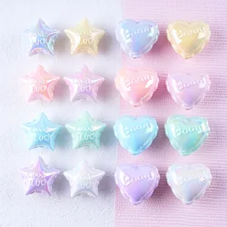 5Pcs 25mm Acrylic Hearts And Stars Shape Bead UV Color Plating Loose Beaded For Making DIY Bracelet Jewelry Accessories