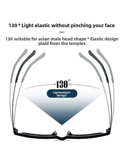 Imagen 2 del producto BLMUSA, gafas graduadas ultraligeras con montura grande para hombre, gafas de lectura multifocales ópticas con pierna cuadrada de titanio antiluz azul