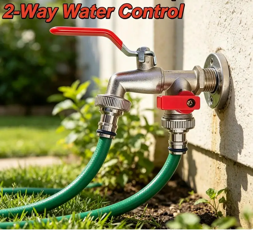 Faucet Brass 1/2'' Threaded Connection Dual Outlet Spout Multifunctional Durable Garden Faucet