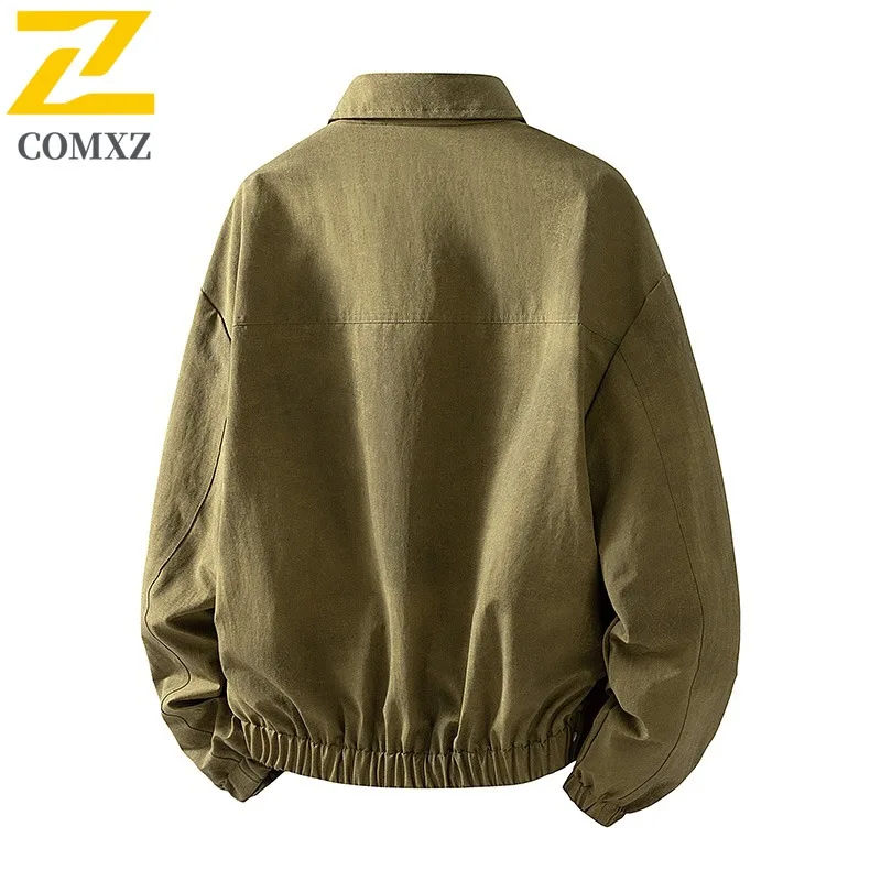 سترة COMXZ للرجال اليومية معطف دراجة نارية خفيف الوزن على الطراز الأمريكي الفاخر 2025 ملابس خريفية متينة مريحة للاستخدام اليومي #4