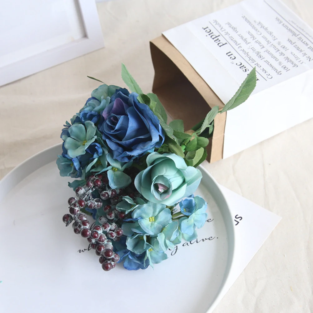 

Artificial Rose Hydrangea Bouquet Cloth Wedding Holding Flowers Home Decor PartyFlowers imitation hydrangea bouquet cloth