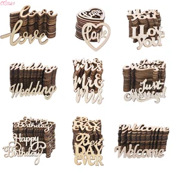 15/30 piezas de letras de madera amor boda casada Mr Mrs rebanadas de madera para feliz cumpleaños decoración de boda colgante de madera del Día de San Valentín