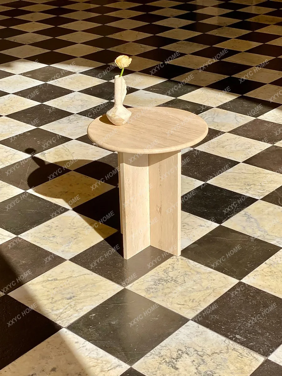 Hlight luxury high and low combination coffee table, model room living room yellow cave stone coffee table