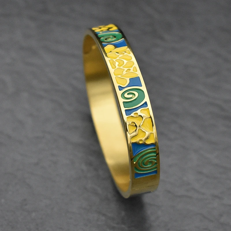 女性のためのカラフルなエナメルブレスレット,花のブレスレット,オリジナルのステンレス鋼のジュエリー,豪華なパーティーギフト,ファッション