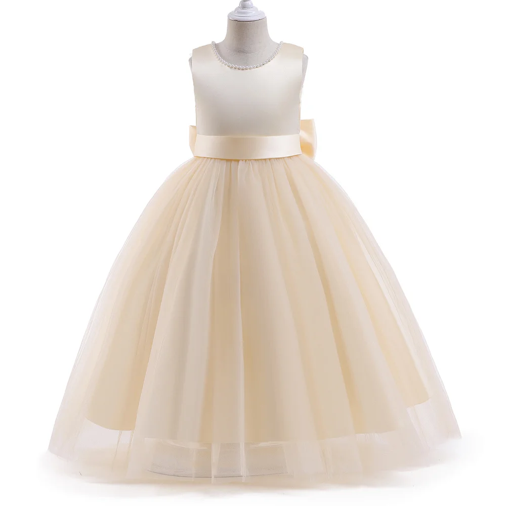 Flower Girl Dresses Sleeveless Beads Bow Belt First Communion Ball Party Wedding Birthday Formal Wear Events Event Celebrations