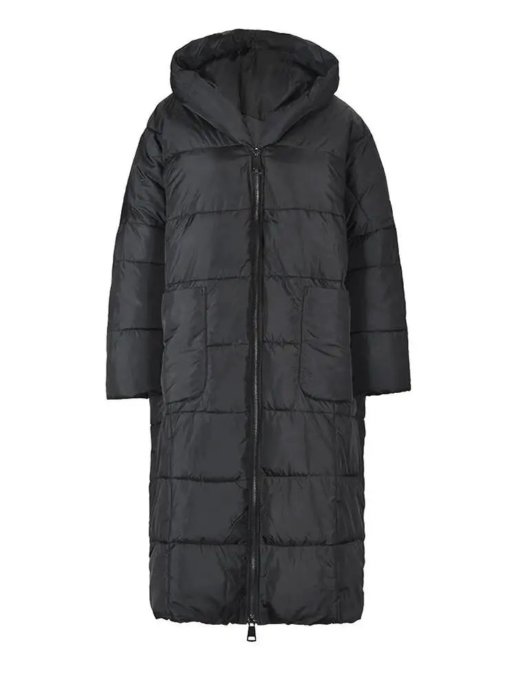 Size Long Big Hooded Cotton-padded Coat Long Sleeve Loose Fit Women Parkas Fashion New Autumn Winter 2026 XWR5