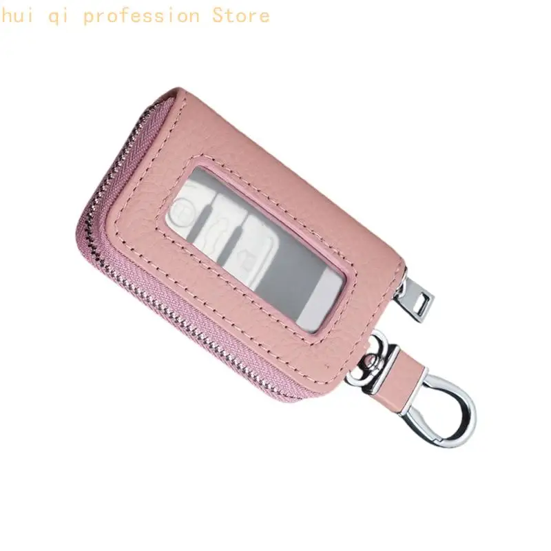 Retro-Business-Stil Autoschlüsselhalter PU-Ledertasche mit Schnellzugriffsfenster H8WE – Detail 8