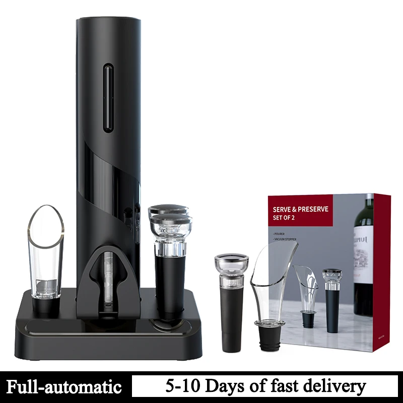 Wine Electric Wine Opener Storage Base Automatic Corkscrew for Creative Wine Bottle Opener with Decanter Suit Kitchen Tools