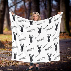 Name Personalized Baby Blanket Swaddling Baby Bedding Crib Swaddle Animal Deer Custom Newborn Gift Baby Blanket Birthday Gift