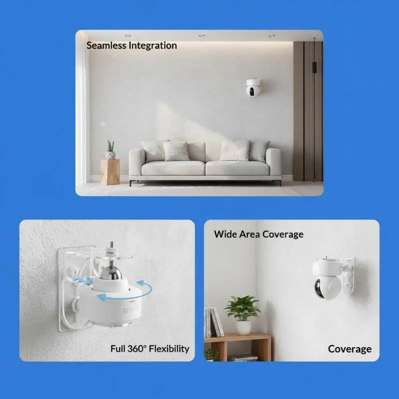 Wall Mount Acrylic Adjustable Camera Base No Drilling Damage Free Holder for Indoor Smart Baby Monitor Cams