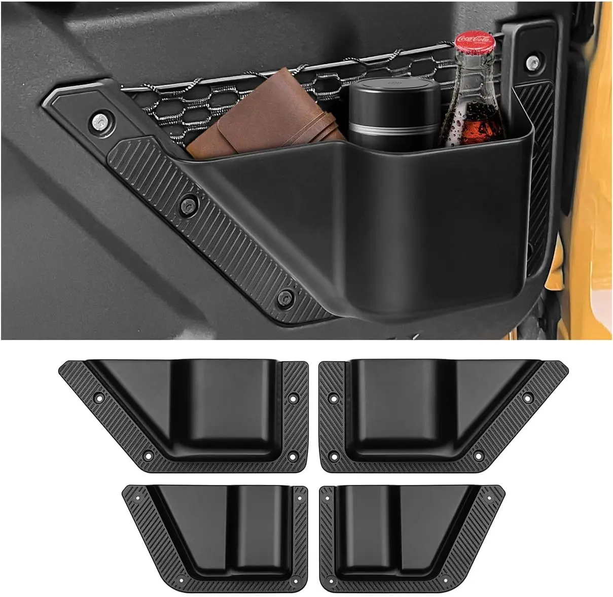 Storage Pockets Compatible For 2021-2025 2026 Ford Bronco 4 Door Accessories Side Door Organizer Box Cup Holder (Not Sport)