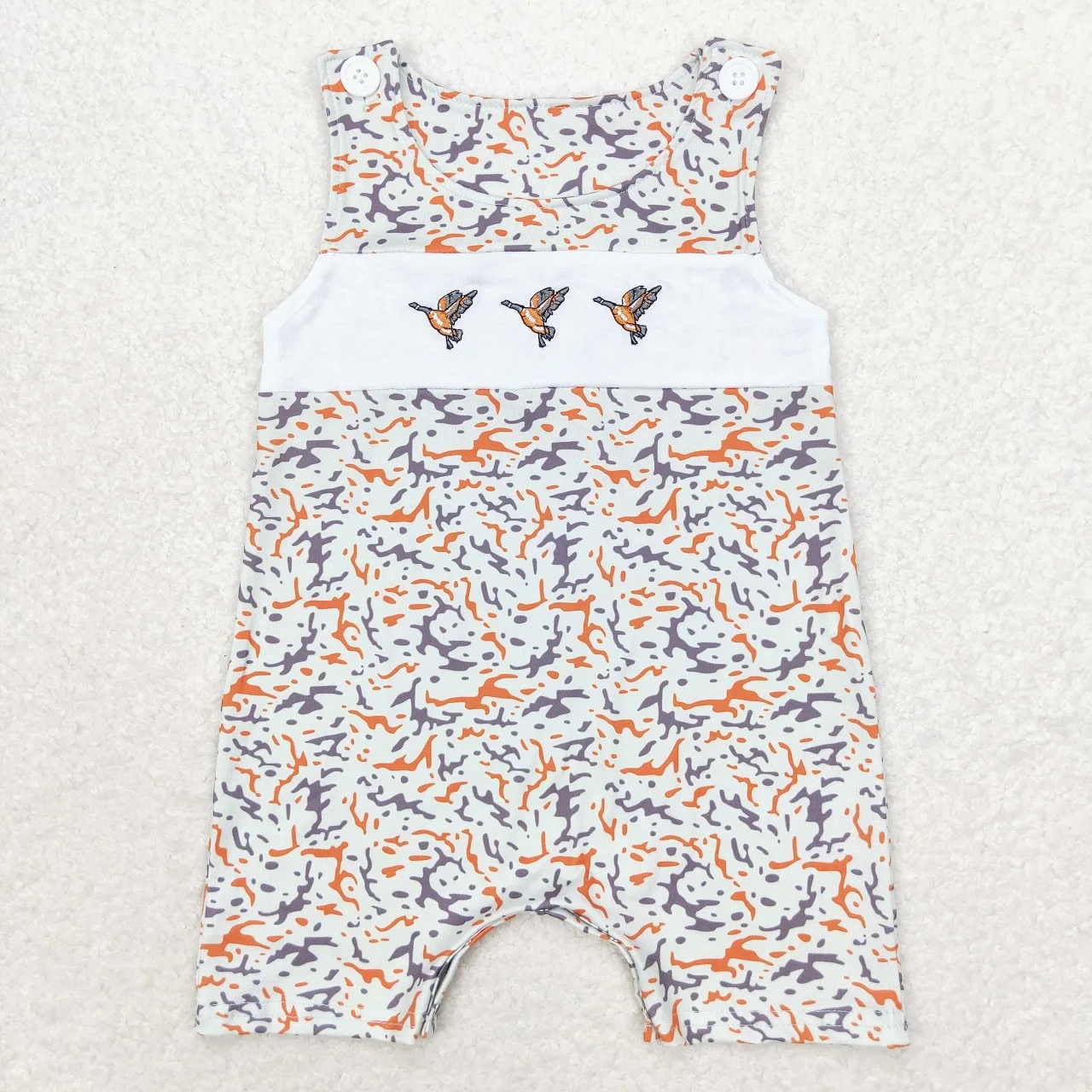 Wholesale Children Baby Boy Short Sleeves Summer Newborn Embroidery One-piece Coverall Duck Fish Kids Toddler Romper Bodysuit