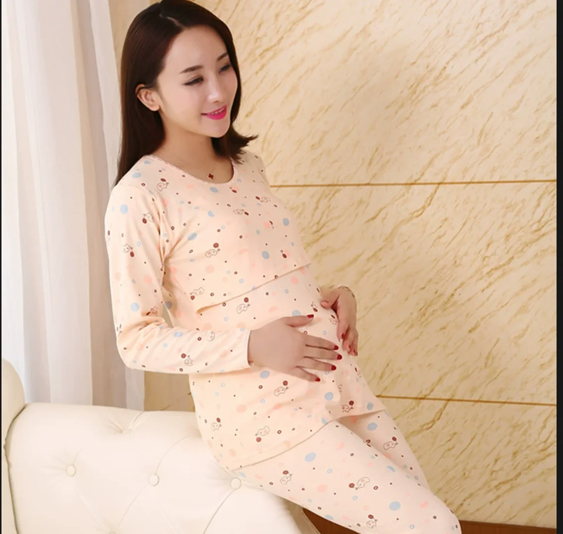 Neue Frühling Herbst Baumwolle Schwangerschaft Kleidung Sets Pyjamas für Schwangere Frauen Baumwolle Weiche Stillen Pyjamas Pflege Kleidung Anzug