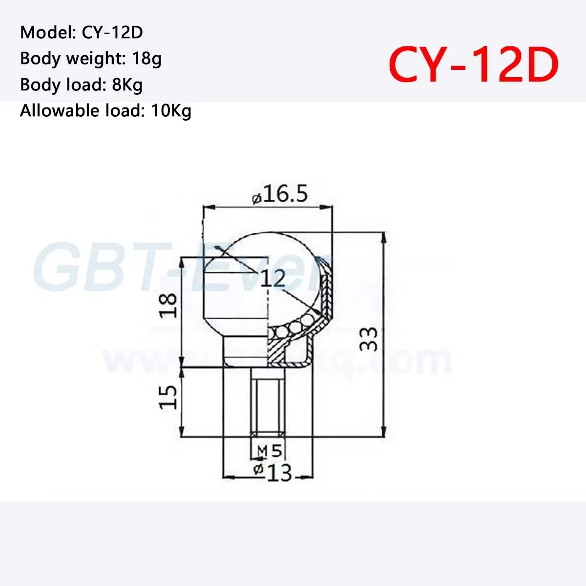 1Pc CY-12/19/25D CY-25/40F Universal Ball Roller Bearing Transfer Caster with Rod Round Bull Wheel Transmission Furniture System