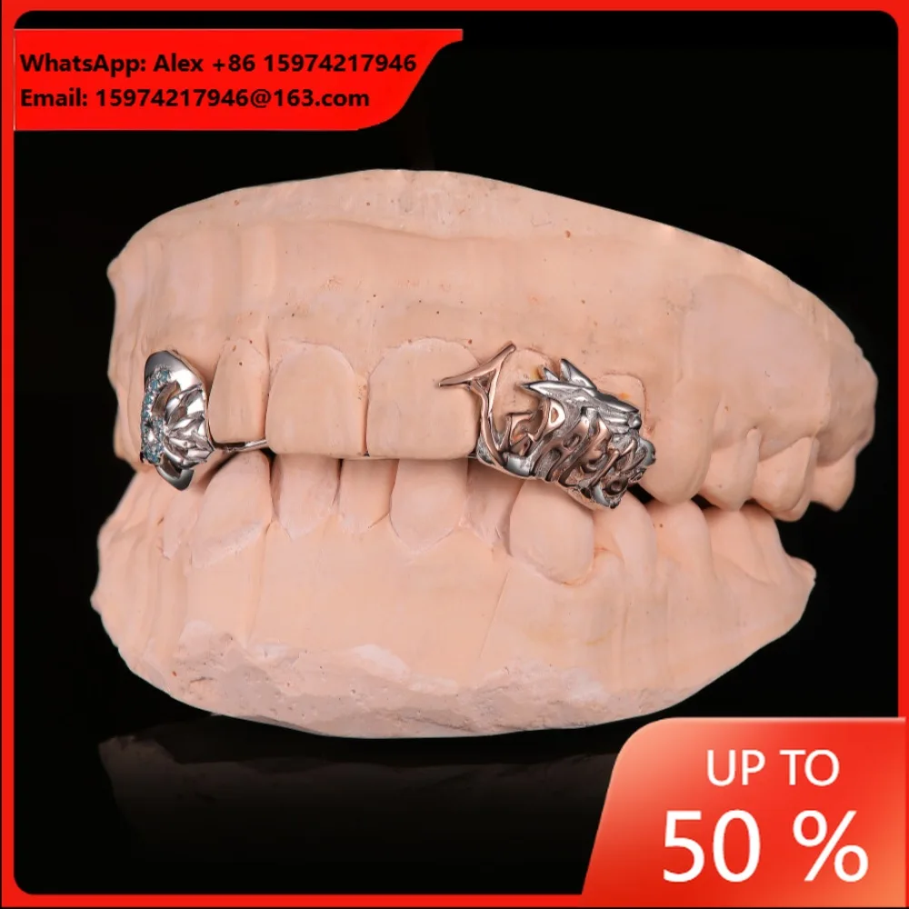 925 Silver GRILLZ Hip-hop Braces European And American Cross-border Hot-selling Grills Silver Teeth