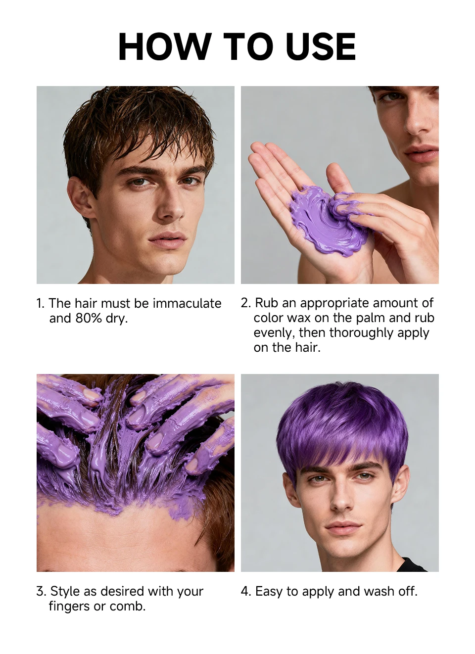 14 Farben Modische Farbige Haarwachs für Bart und Augenbrauen Haarfärbewachs für Männer und Frauen Temporäre Haarfärbung Einwegprodukte – Detail 9