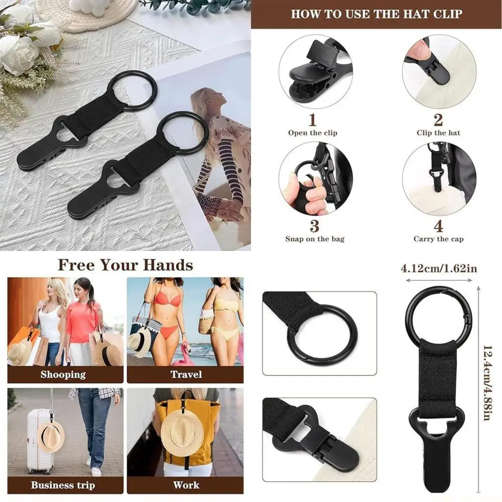 

X90D 2Pcs Lightweight Hat Holder for Backpack Attachment Travel Gears Easy Install