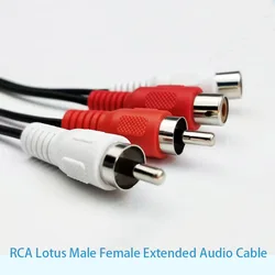 RCA 로터스 오디오 케이블, 남성-여성, 듀얼 헤드, 확장 케이블, 자동차 오디오 쌍, 2-2