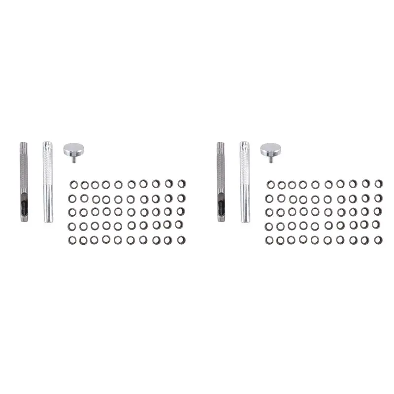 DTA4-2X Eyelet Hole Punch Tool Kit With 100 Eyelets 6Mm Gunmetal Finish For DIY Kydex Sheath Kydex Eyelet