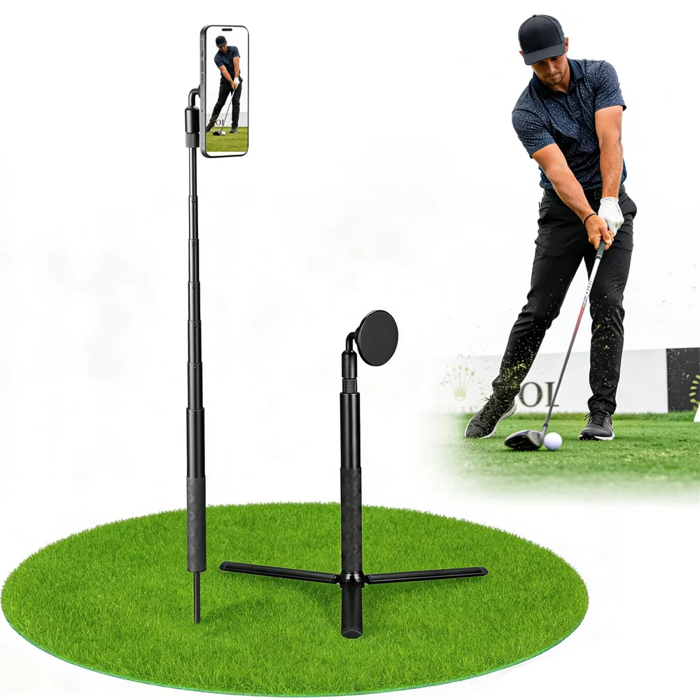 CAMOLO Aluminum Magnetic Golf Monopod Magnet Selfie Stick Golf Tripod Stand for Golf Traing Aid Swing Recording for Magsafe iPhone Android