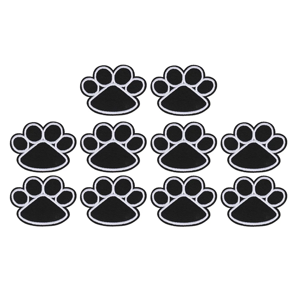 10 Pcs Costumes Dog Paw Stickers Clothing Patch Accessories Embroidered Appliques Clothes Adorable Black Child