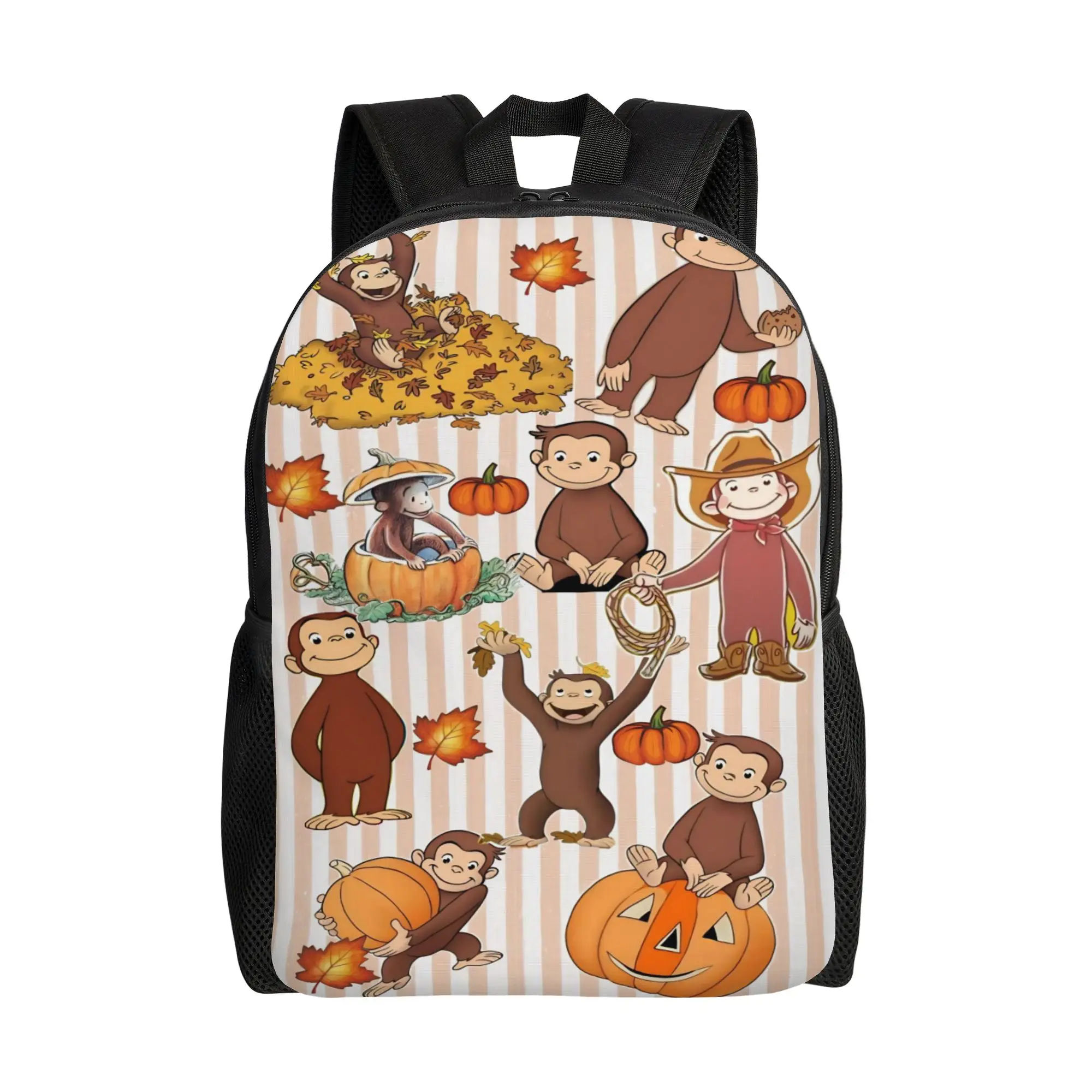 Classic Anime Curious George Nostalgic Backpack  Trekking Backpacks Teen Custom Big High School Bags Kawaii Rucksack
