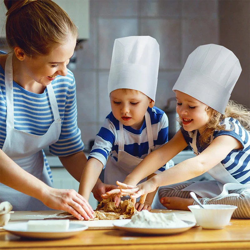 20 Stück Kinder Küchen hüte Kindergarten Backen handgemachte Kinder Kochhut Einweg Vlies Kappe Junge Mädchen DIY Studio Kappen