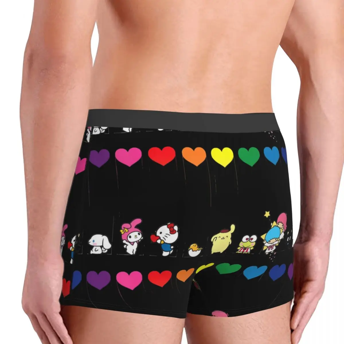 Mann Hallo Kitty und Freunde Sanrio Regenbogen Boxer lustige Geschenk Unterwäsche Shorts Herren Boxershorts Quilt Unterhosen gemütlich