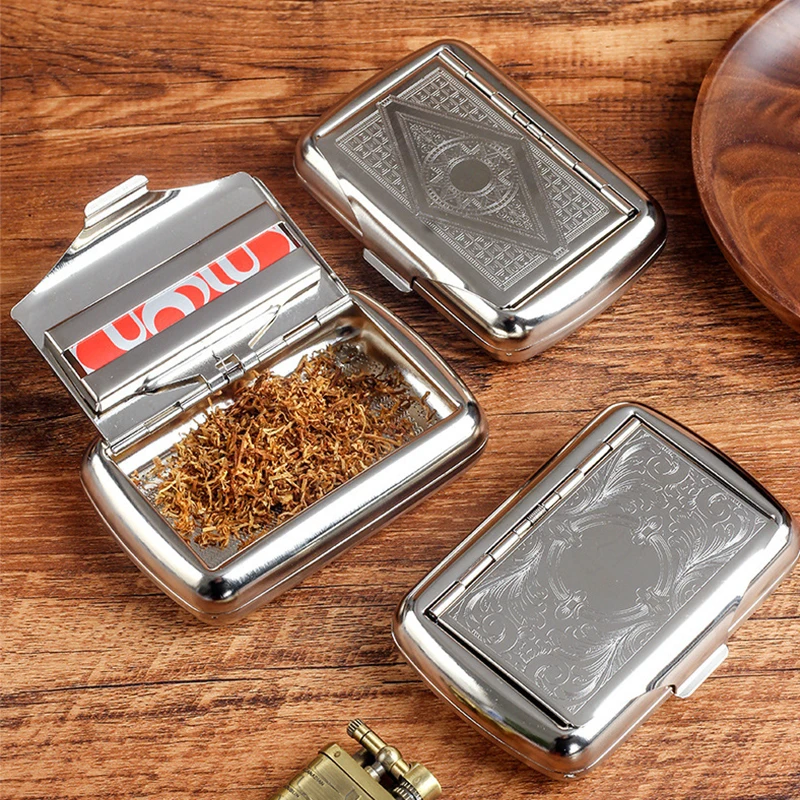 Metal Tobacco Box - Airtight Herb Storage Container with Humidor Seal Pocket Size for Rolling Tobacco paper