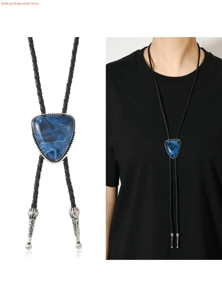 F92D Mens Triangular Stone Bolo Tie Adjustable Necktie for Weddings and Evening Event