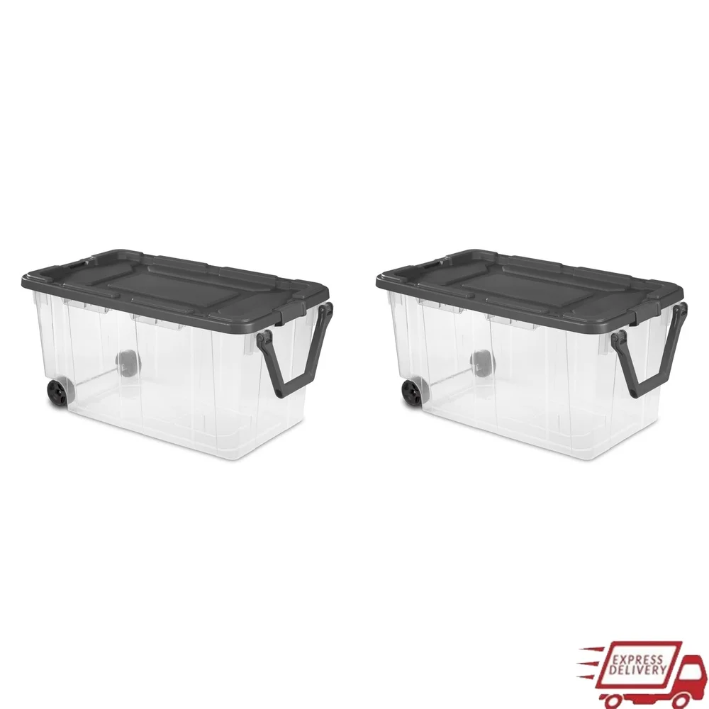 

Jumbo Wheeled Storage Totes with Clear Lids Ergonomic Handles and Sturdy Latches Perfect Garage Basement Attic Organization Set