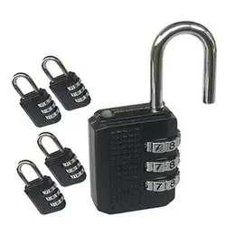 3 Digit Resettable Combination Padlock Luggage Case Padlock Box Black Lock Coded Lock School Gym Locker Sheds