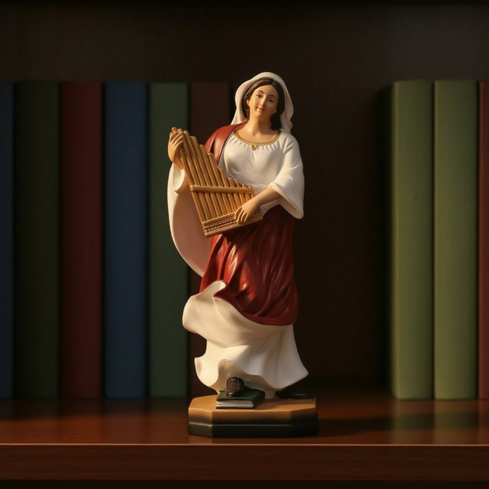 Musician Figurine Classical Figurine with Harp Female Statue Hand-Painted Music Figurines Sculpted for Collectors