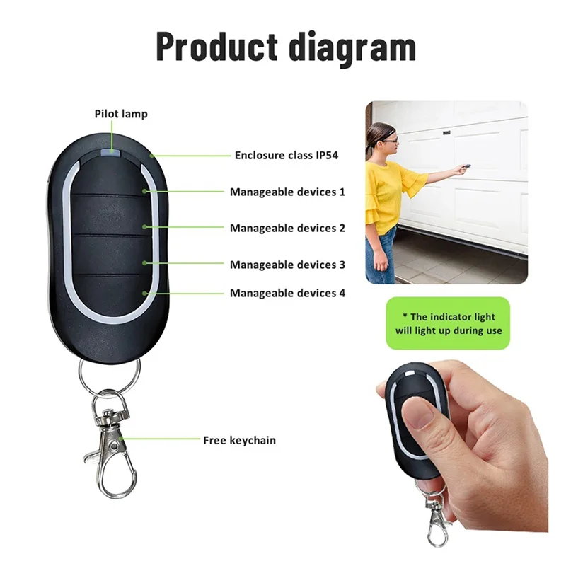 

FEDI-2X For Alutech AT-4N Remote Control 433Mhz 4 Buttons Garage Door Learning Code Barriers Automation Keychain