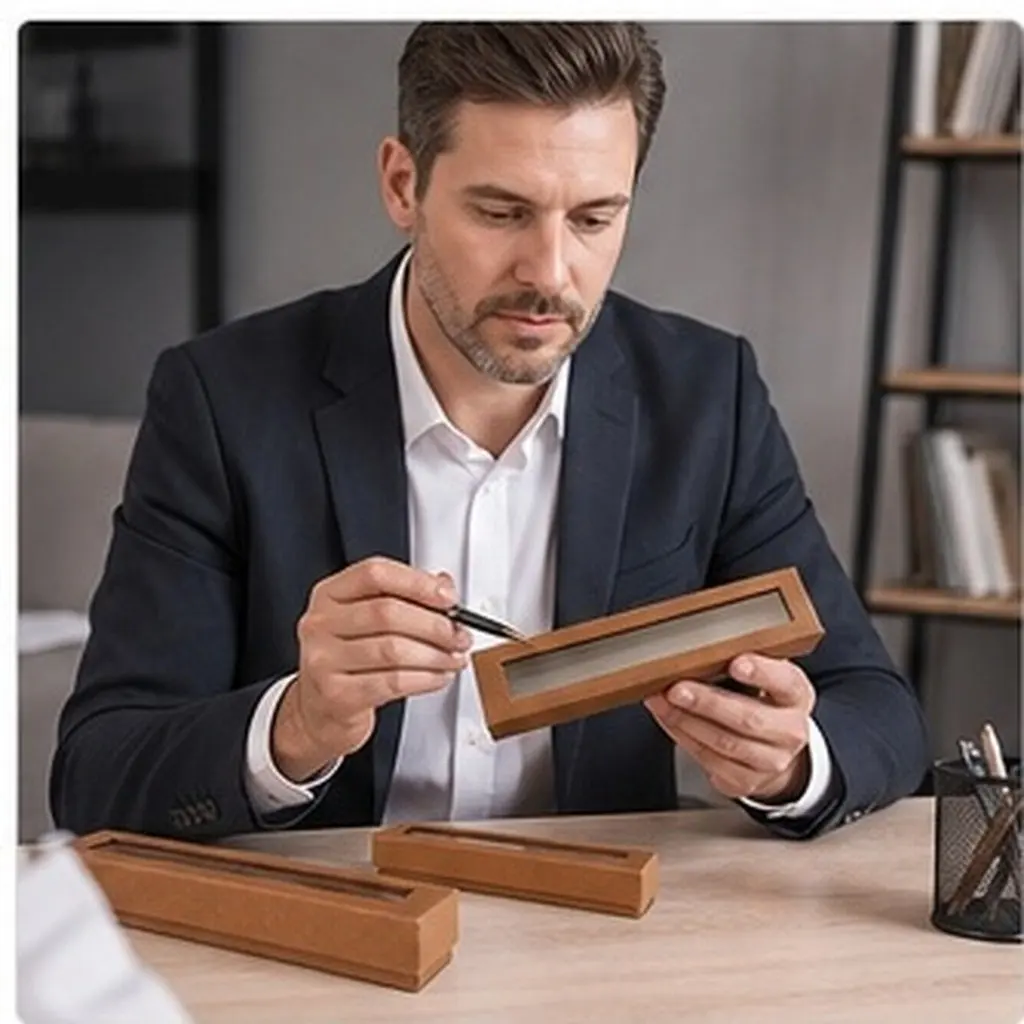 12Pcs Empty Paper Pen Box with Lid Square Transparent Display Window Heavy Duty Cardboard Storage Case for Fountain Ballpoint