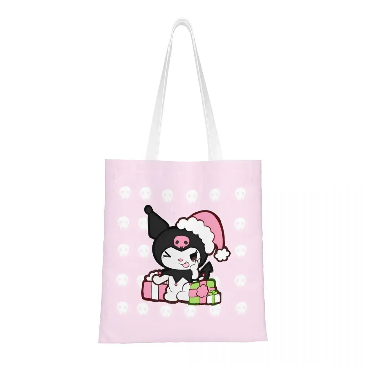 Women Men Pink Kuromi Christmas Cutie Tote Bags Large Capacity Grocery Bag for Girl Handbags