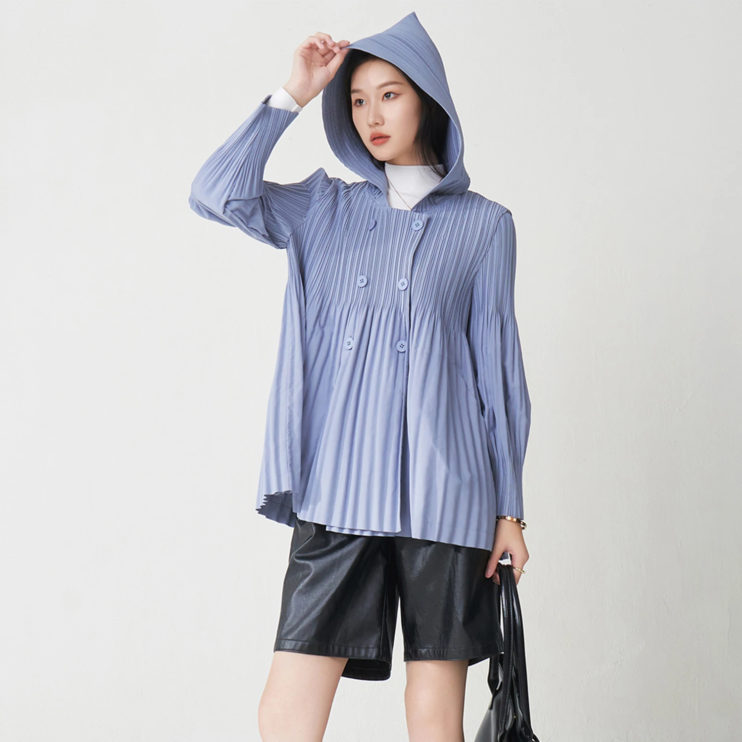 Miyake Jacket 2025 New Women's Pleated Tops High-quality Loose Casual Cardigan Outerwear Solid Color Fashion Jacket