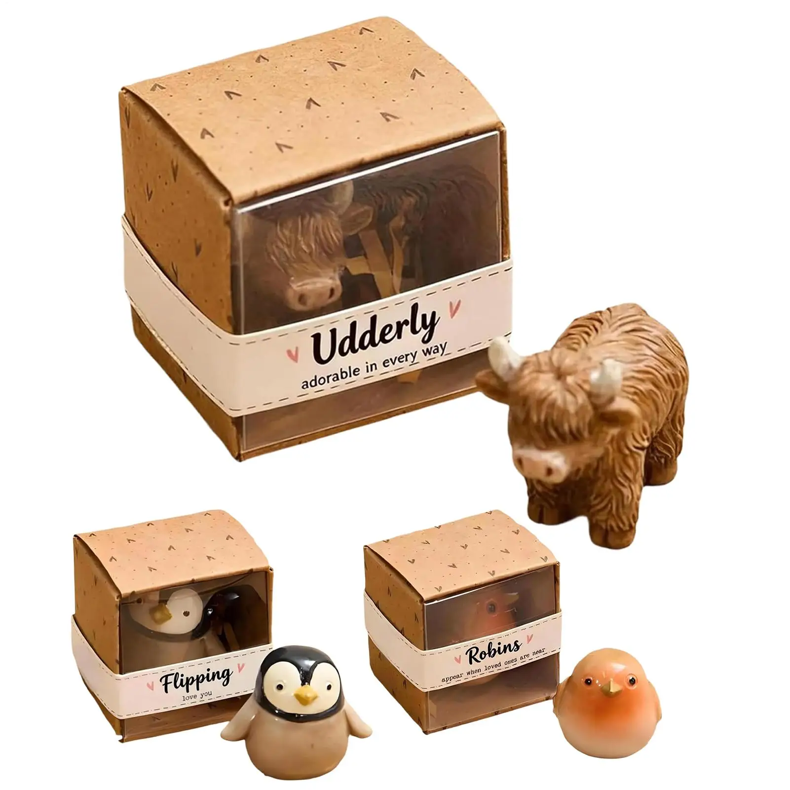 Tiny Animal Figurines Resin Collectible Animals Decor Tiny Figurines with Box for Home Bedroom Bookshelf School Workplace